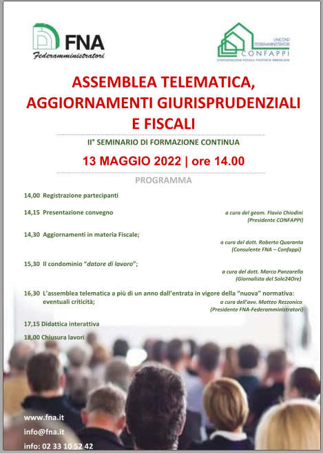 Assemblea Telematica,Aggiornamenti Giurisprudenziali e Fiscali